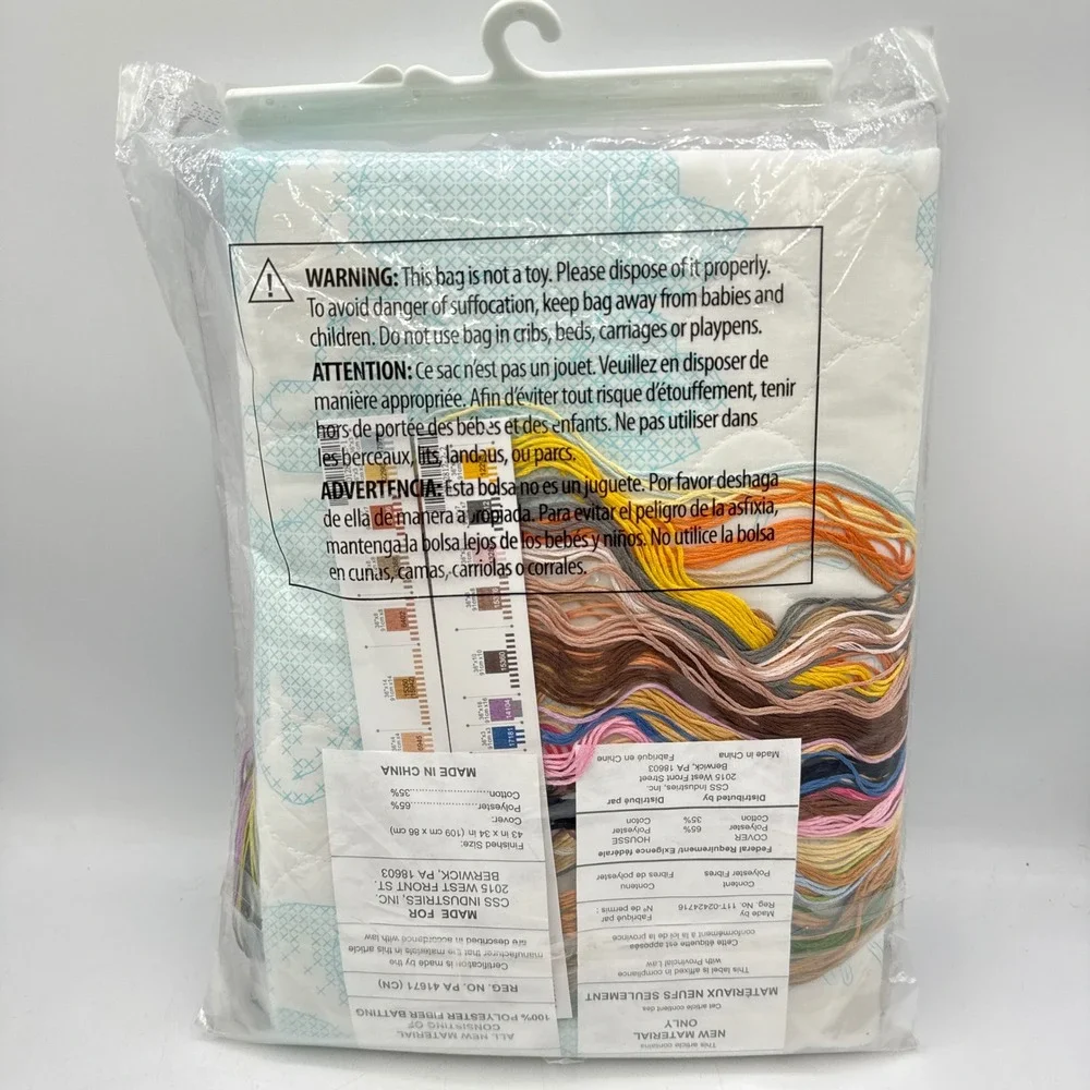 Dimensions Baby Animals Quilt Stamped Cross Stitch Kit 34x43 White 73064